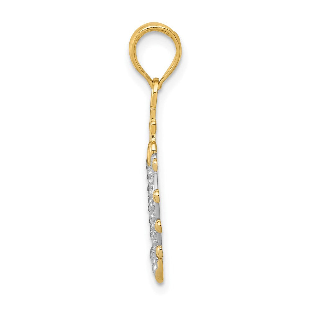 14k Yellow & Rhodium Gold Rhodium Crown Pendant