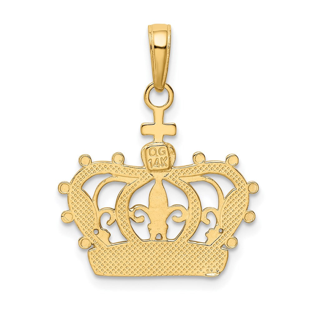 14k Yellow & Rhodium Gold Rhodium Crown Pendant
