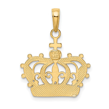 14k Yellow & Rhodium Gold Rhodium Crown Pendant