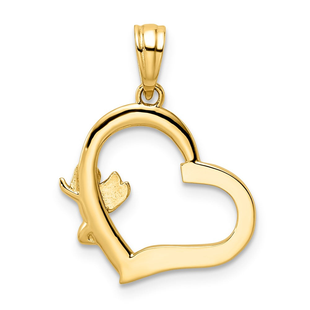 14k Yellow & Rhodium Gold & White Rhodium Cherub on Heart Pendant