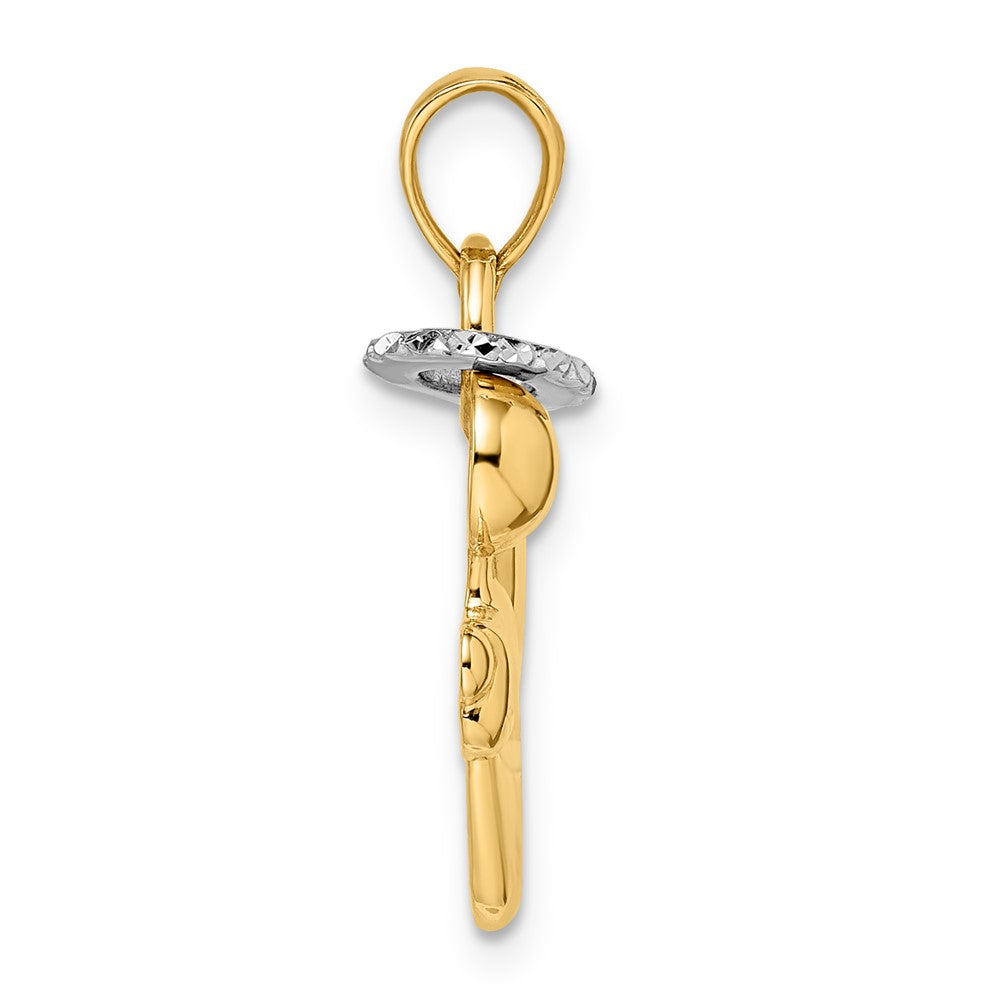 14k Yellow & Rhodium Gold & White Rhodium D/C Halo on Angel Pendant
