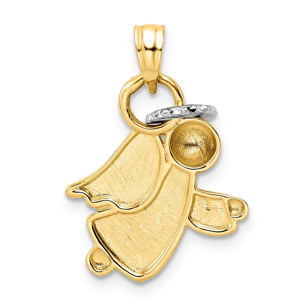 14k Yellow & Rhodium Gold & White Rhodium D/C Halo on Angel Pendant