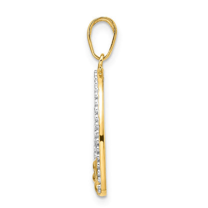 14k Yellow & Rhodium Gold & White Rhodium D/C Puppy in Heart Pendant
