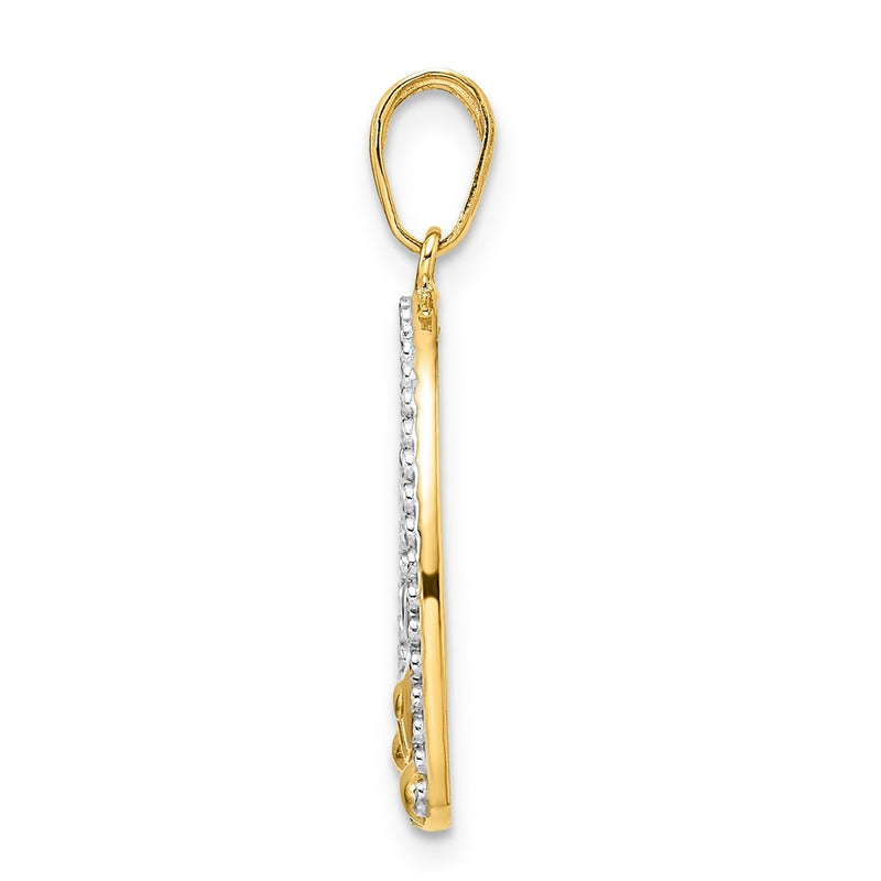 14k Yellow & Rhodium Gold & White Rhodium D/C Puppy in Heart Pendant