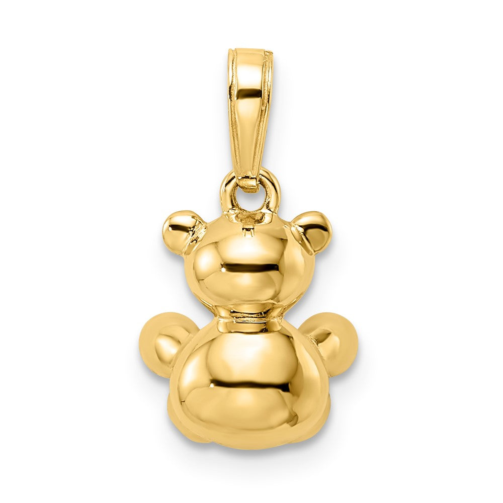 14k Yellow & Rhodium Gold w/ White Rhodium 3D Diamond-cut Teddy Bear Pendant