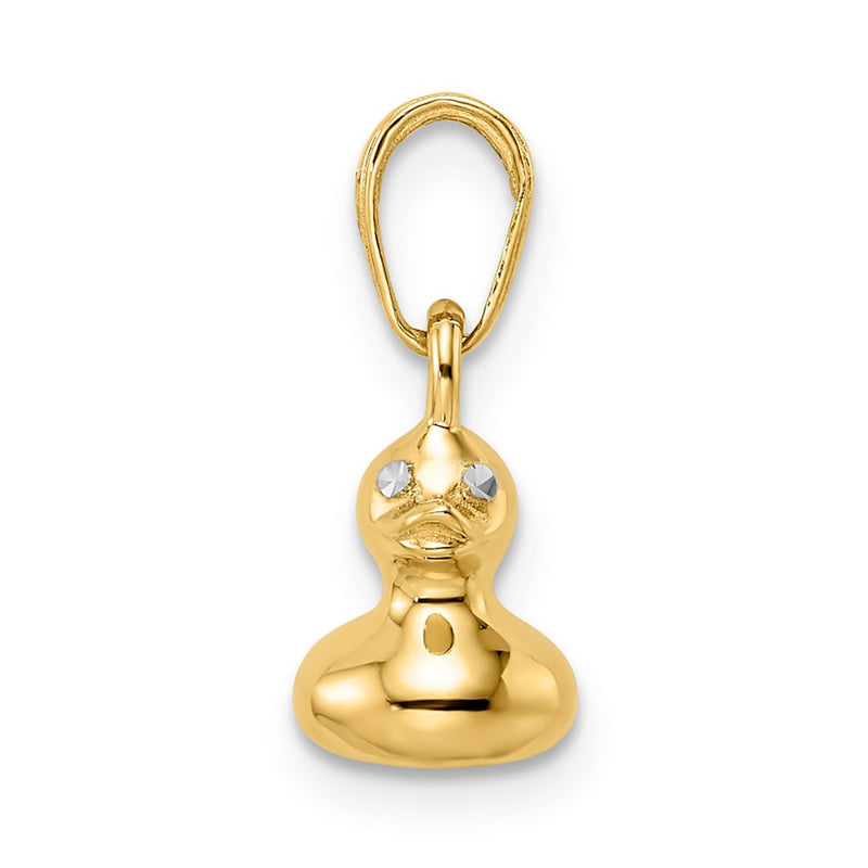 14k Yellow & Rhodium Gold & White Rhodium 3D Duck Pendant