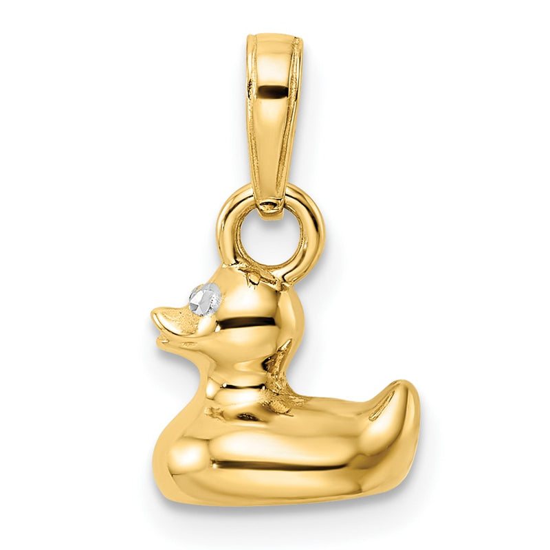 14k Yellow & Rhodium Gold & White Rhodium 3D Duck Pendant