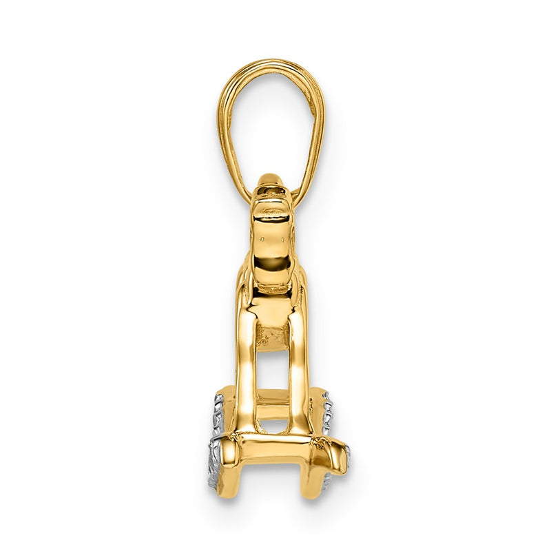 14k Yellow & Rhodium Gold w/White Rhodium Diamond-cut Rocking Horse Pendant