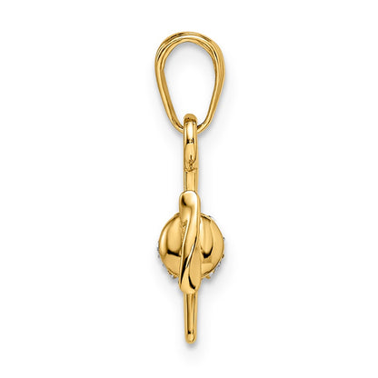 14k Yellow & Rhodium Gold w/ White Rhodium 3D Diamond-cut Airplane Pendant