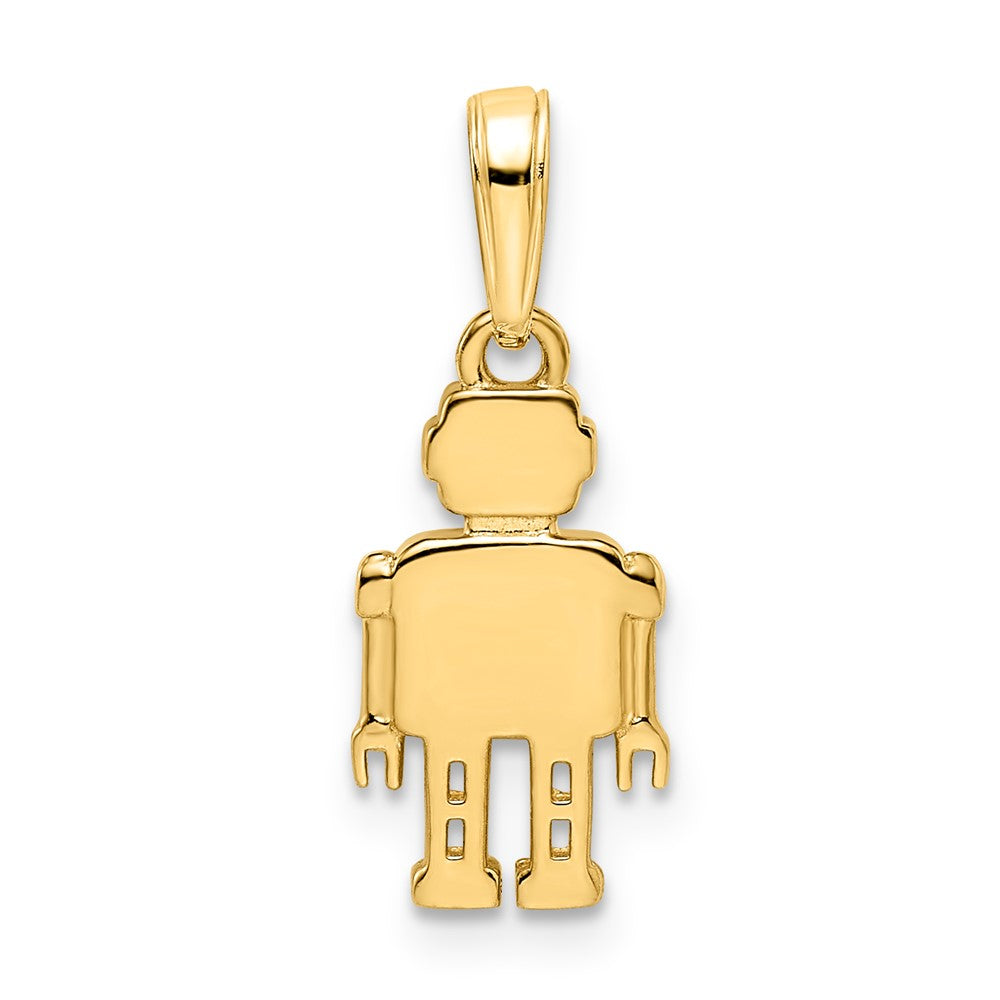 14k Yellow & Rhodium Gold w/ White Rhodium Diamond-cut Robot Pendant