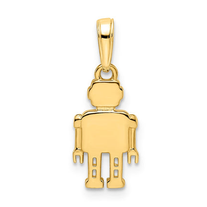14k Yellow & Rhodium Gold w/ White Rhodium Diamond-cut Robot Pendant