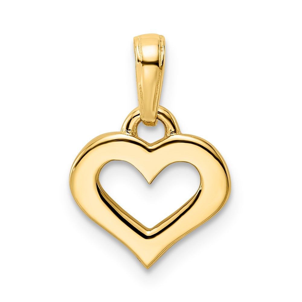 14k Yellow & Rhodium Gold and White Rhodium Diamond-cut Heart Pendant