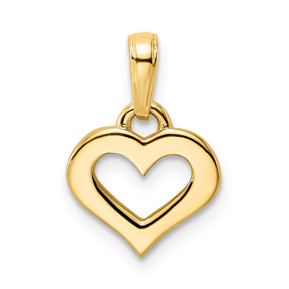 14k Yellow & Rhodium Gold and White Rhodium Diamond-cut Heart Pendant