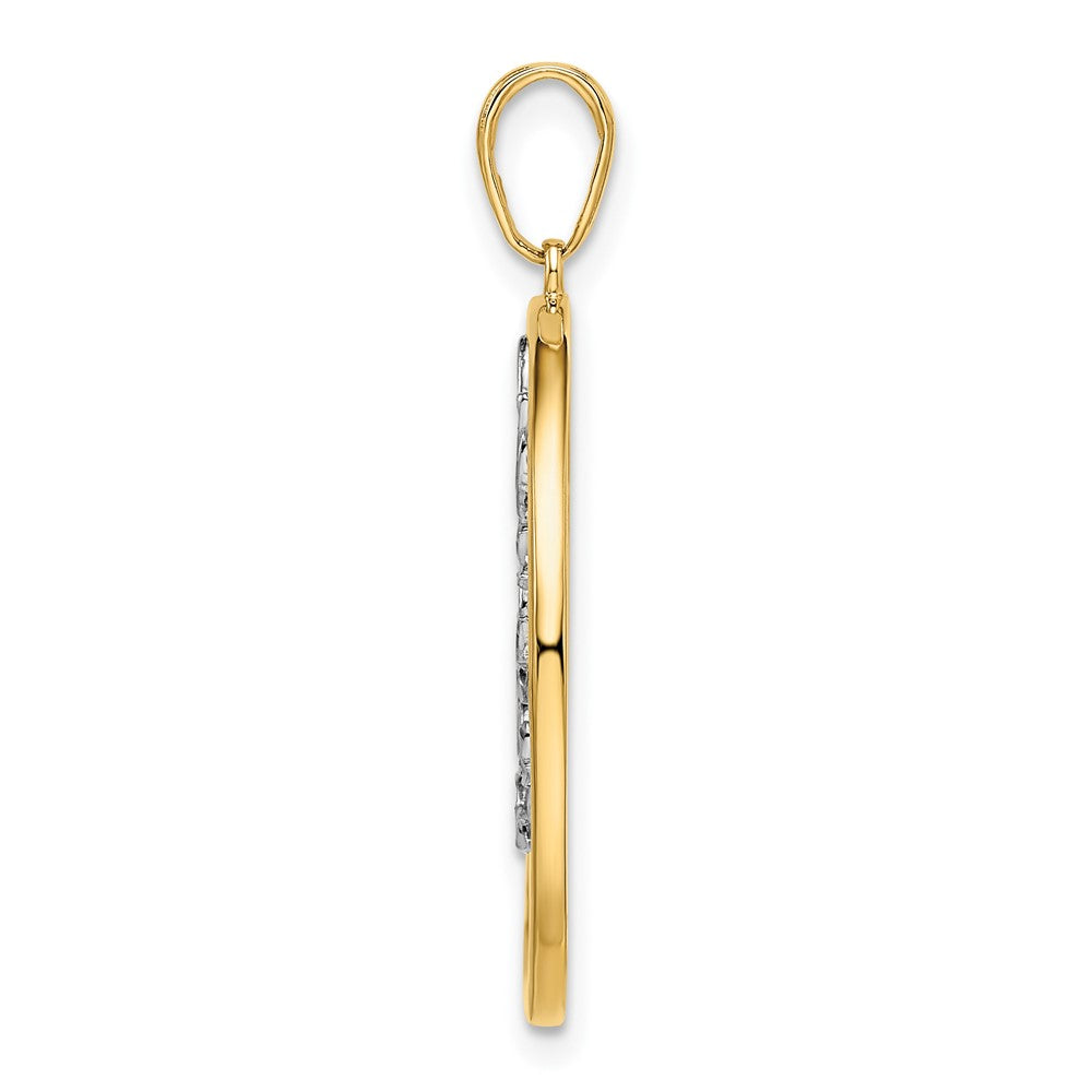 14k Yellow & Rhodium Gold and White Rhodium Diamond-cut Tree of Life Pendant
