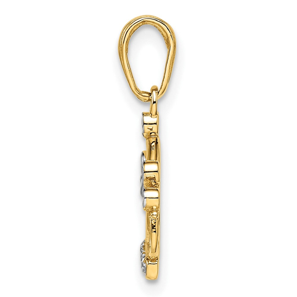 14k Yellow & Rhodium Gold and White Rhodium Diamond-cut Crown Pendant