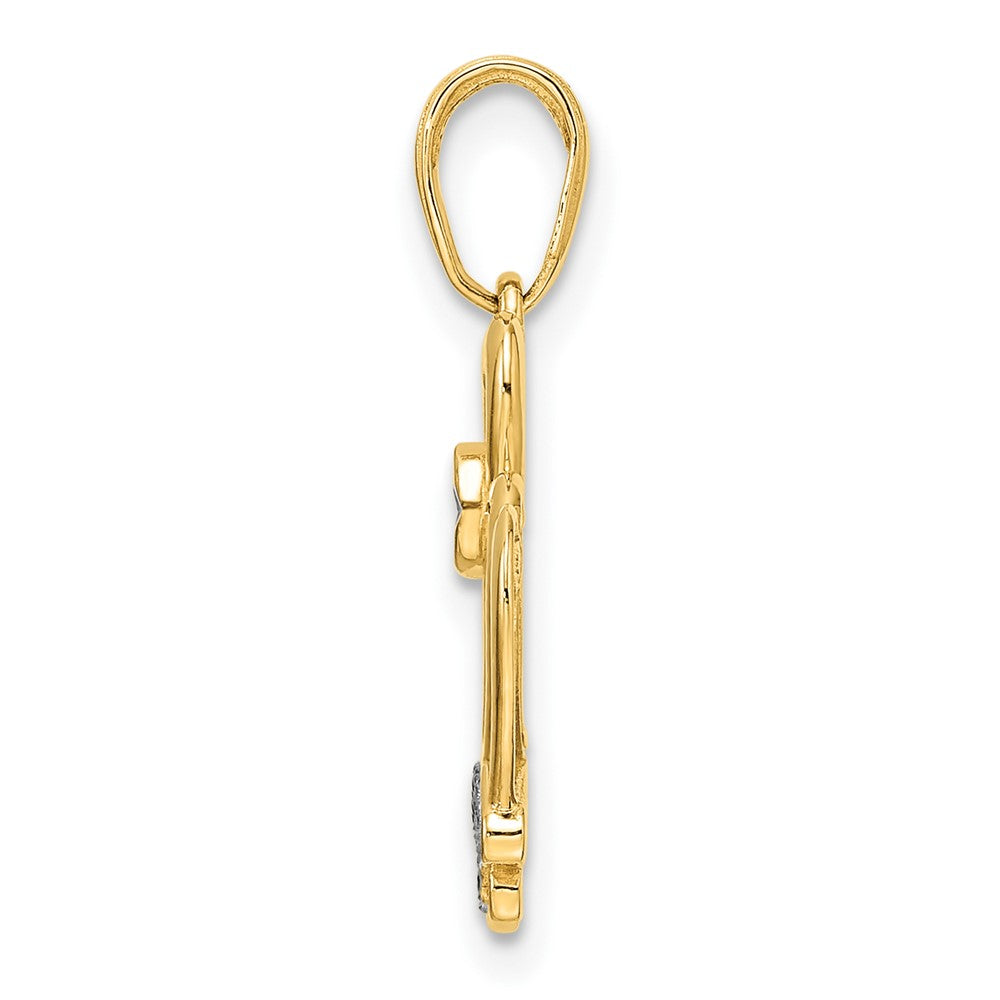 14k Yellow & Rhodium Gold and White Rhodium Diamond-cut Crown Pendant