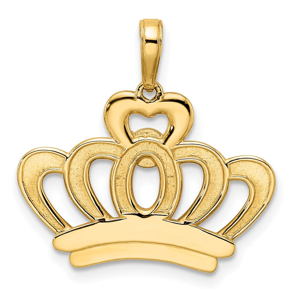 14k Yellow & Rhodium Gold and White Rhodium Diamond-cut Crown Pendant