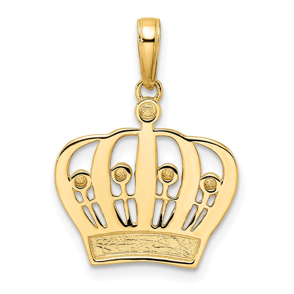 14k Yellow & Rhodium Gold and White Rhodium Diamond-cut Crown Pendant