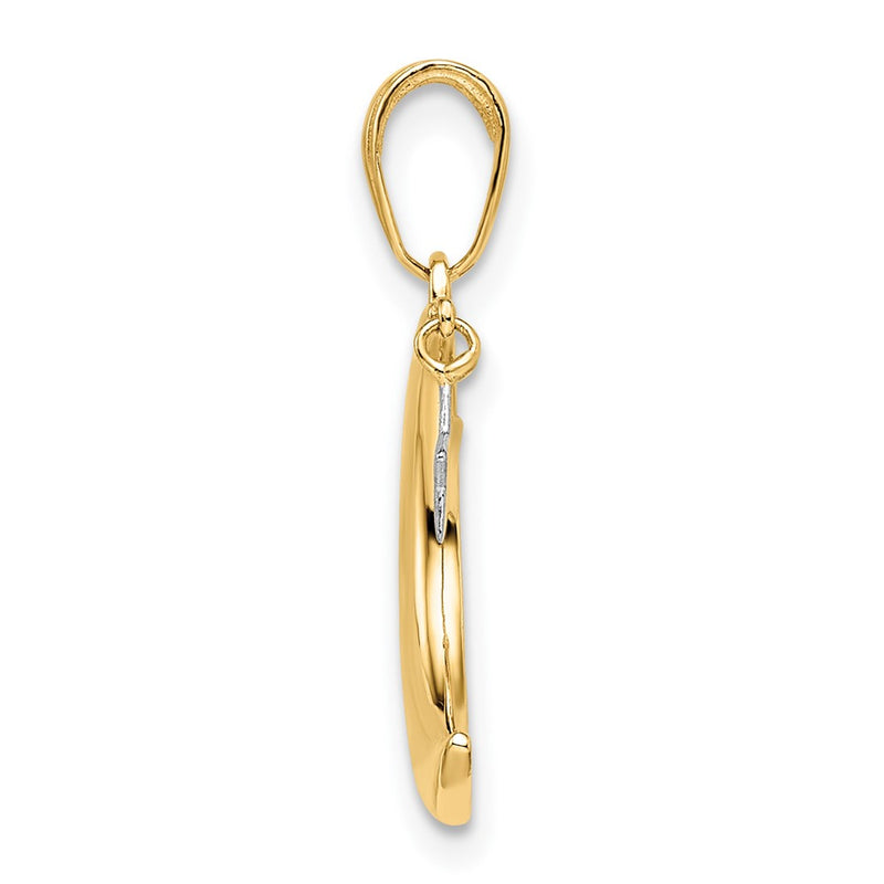 14k Yellow & Rhodium Gold & White Rhodium Moon w/ Dangle Star Pendant