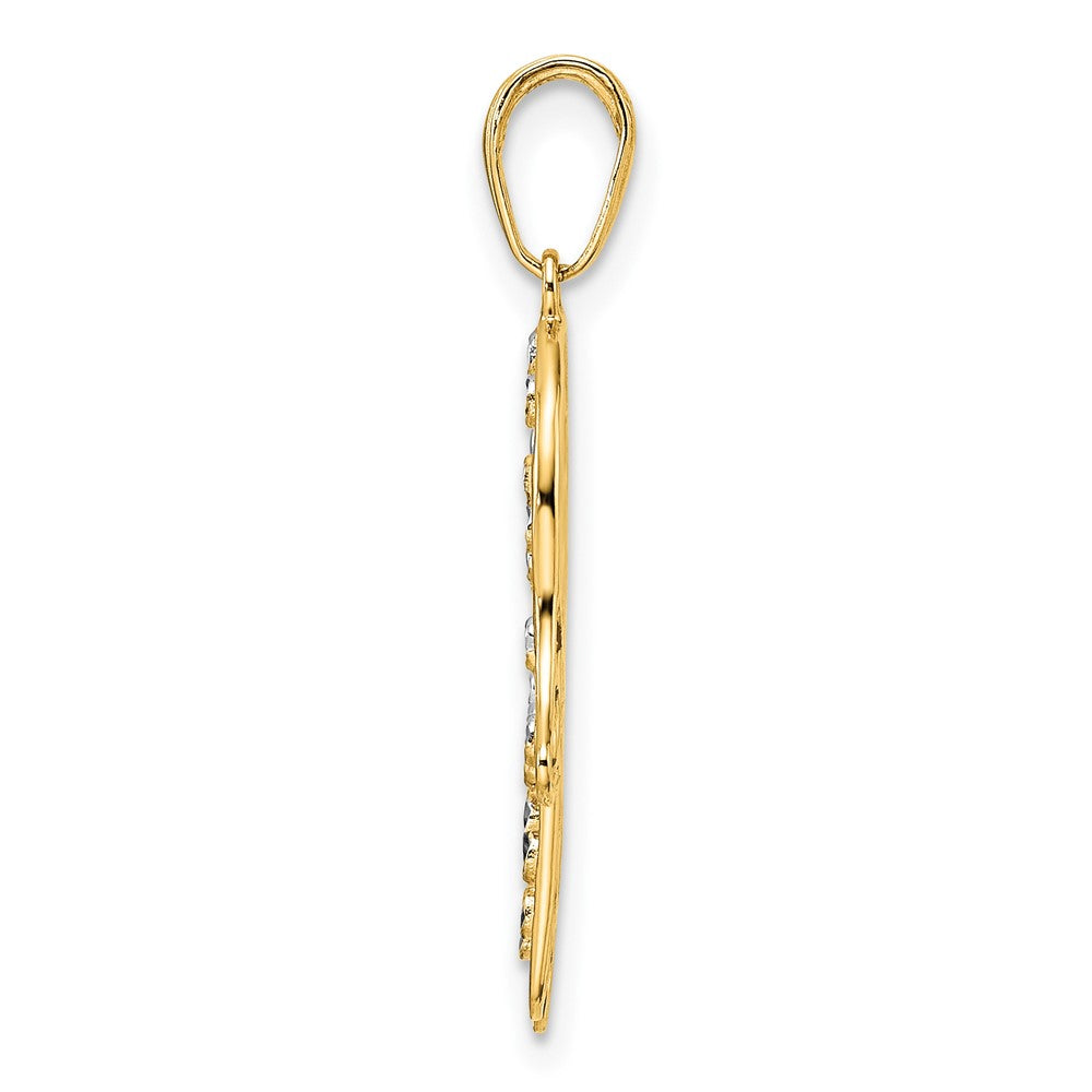 14k Yellow & Rhodium Gold & White Rhodium D/C Fancy Hamsa Pendant