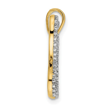 14k Yellow & Rhodium Gold and White Rhodium Diamond-cut Butterfly Pendant