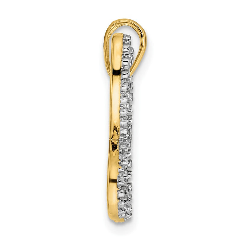 14k Yellow & Rhodium Gold and White Rhodium Diamond-cut Butterfly Pendant