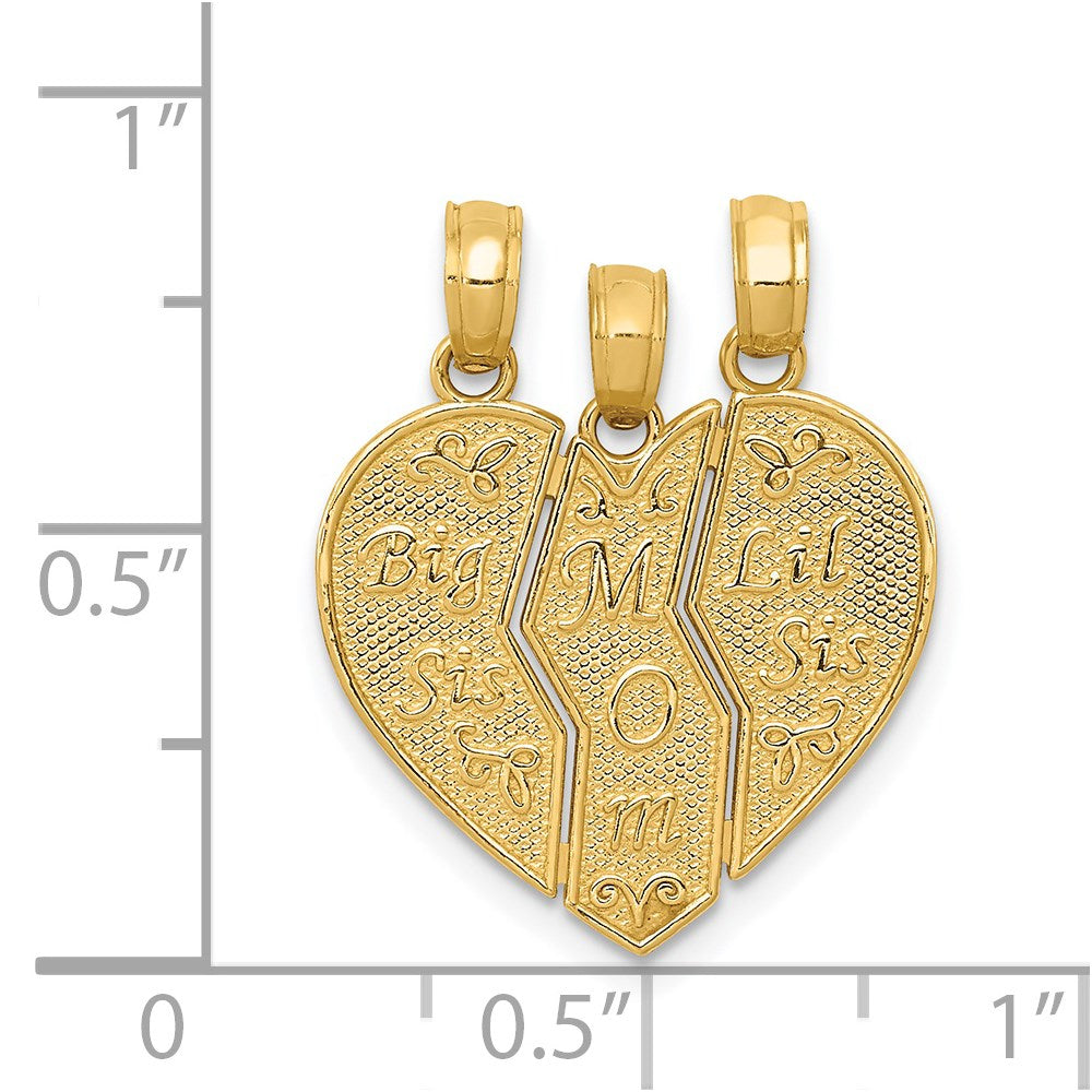 14k Yellow Gold Break-apart BIG SIS-MOM-LIL SIS Charm