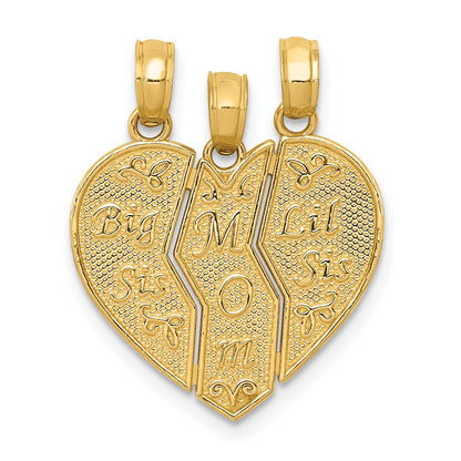 14k Yellow Gold Break-apart BIG SIS-MOM-LIL SIS Charm