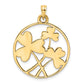 14k Yellow & Rhodium Gold With White and Rose Rhodium D/C Clovers Circle Pendant