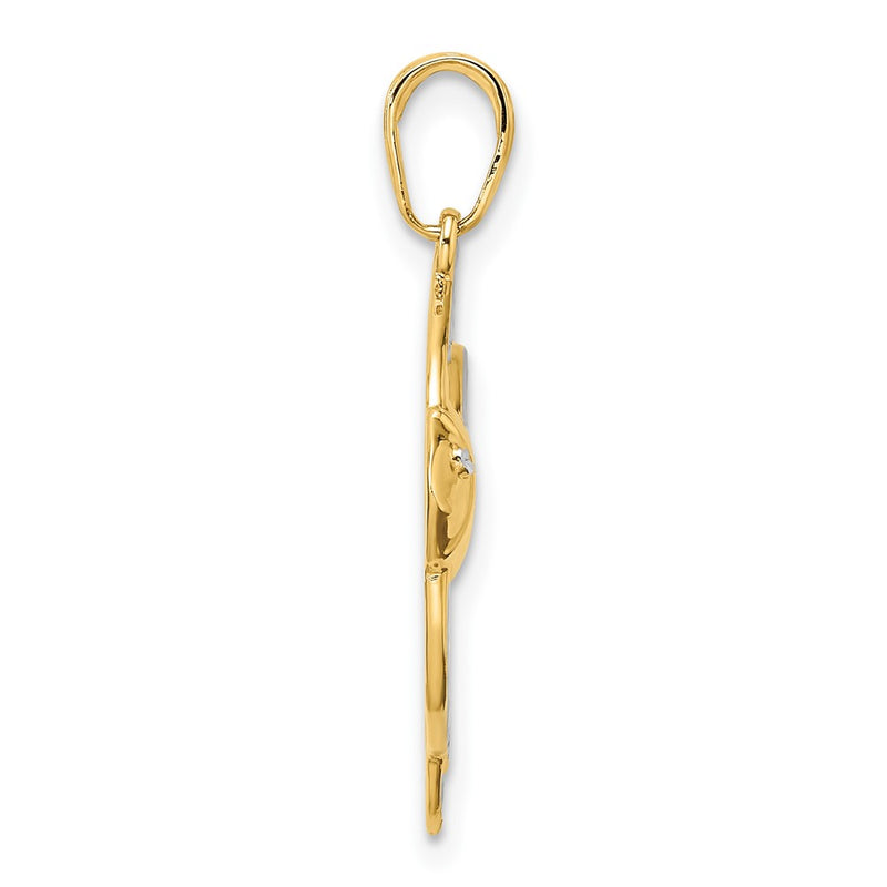 14k Yellow & Rhodium Gold and White Rhodium D/C Angel Fish Pendant