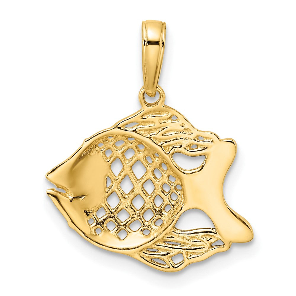 14k Yellow & Rhodium Gold and White Rhodium D/C Fish Pendant