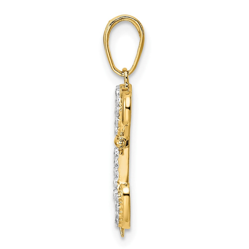 14k Yellow & Rhodium Gold and White Rhodium Diamond-cut Sitting Puppy Pendant