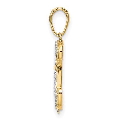 14k Yellow & Rhodium Gold and White Rhodium Diamond-cut Sitting Puppy Pendant