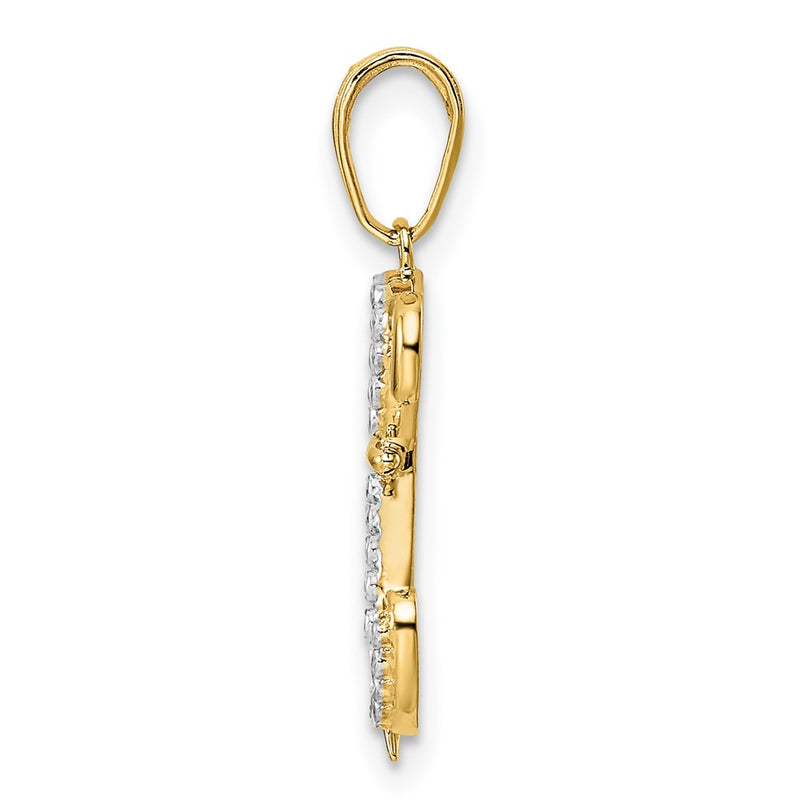 14k Yellow & Rhodium Gold and White Rhodium Diamond-cut Sitting Puppy Pendant