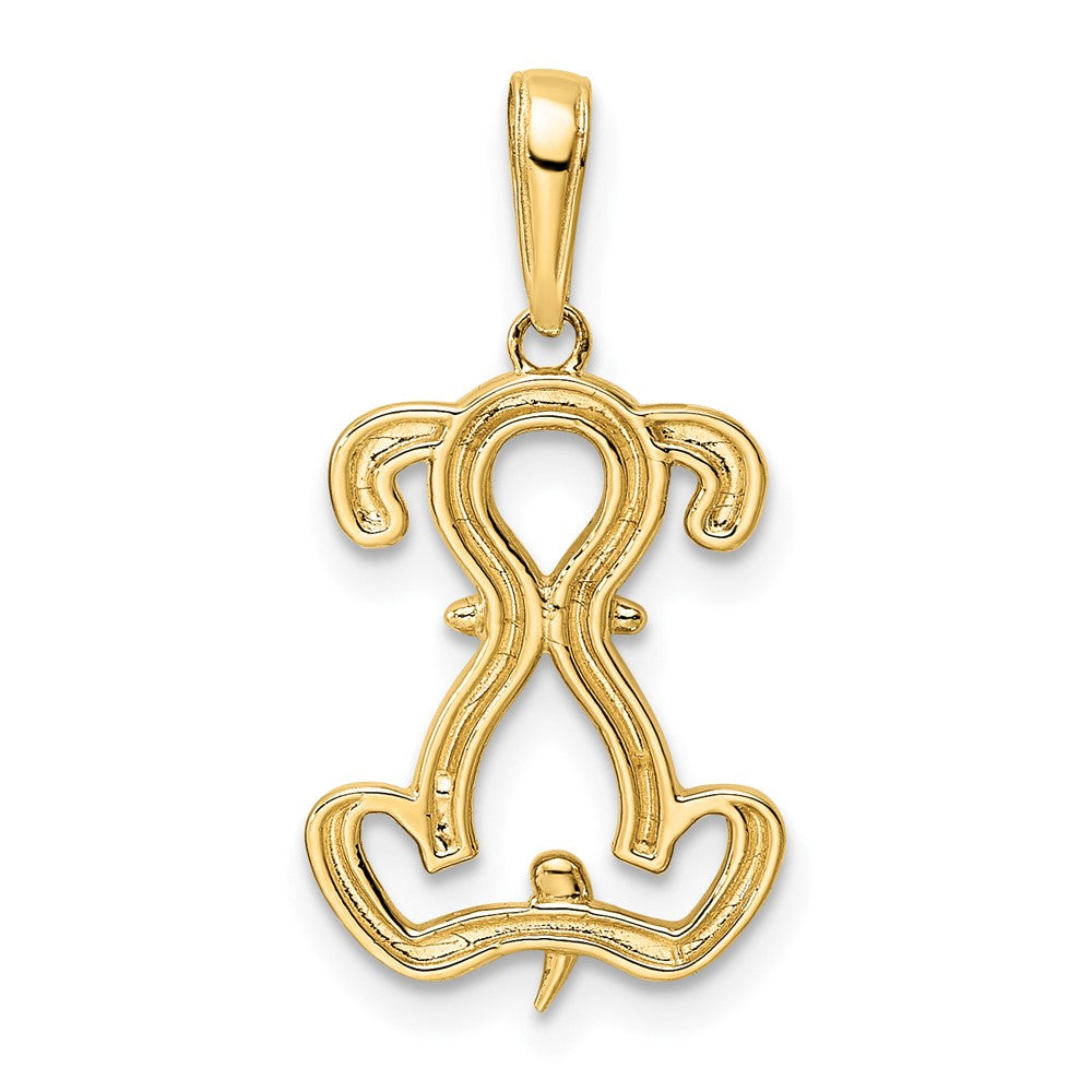 14k Yellow & Rhodium Gold and White Rhodium Diamond-cut Sitting Puppy Pendant