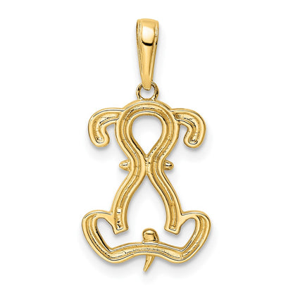 14k Yellow & Rhodium Gold and White Rhodium Diamond-cut Sitting Puppy Pendant