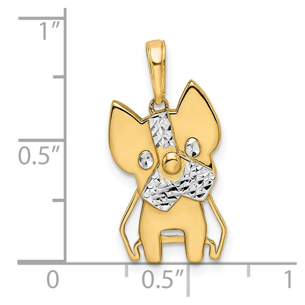 14k Yellow & Rhodium Gold and White Rhodium Diamond-cut Scottie Dog Pendant