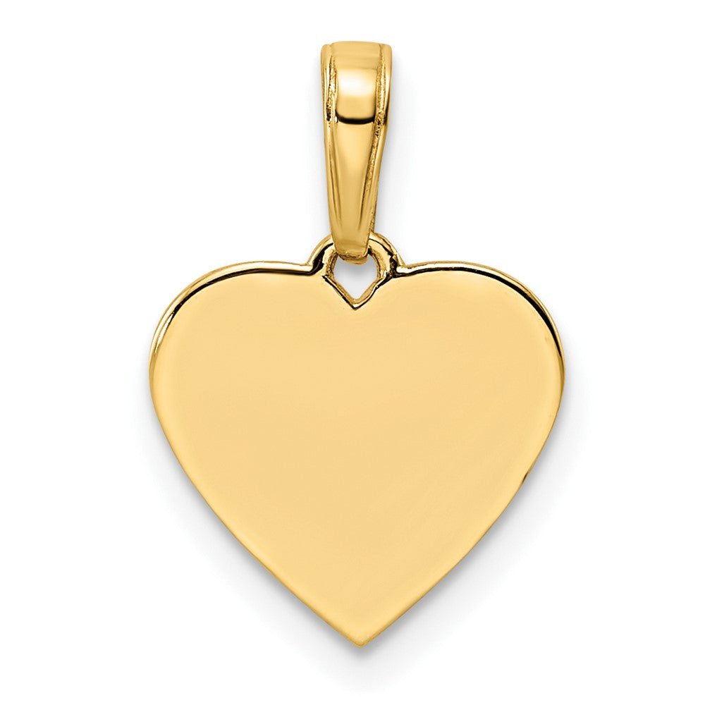 14k Yellow & Rhodium Gold and White Rhodium D/iamond-cut Puffy Heart Pendant