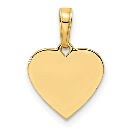 14k Yellow & Rhodium Gold and White Rhodium D/iamond-cut Puffy Heart Pendant