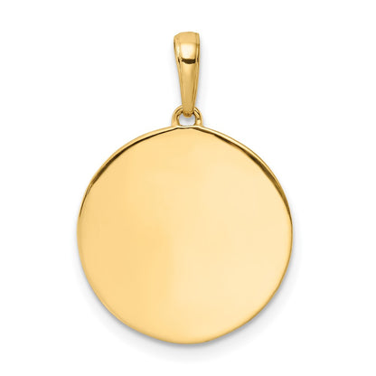 14k Yellow & Rhodium Gold w/ White Rhodium Diamond-cut IT'S A GIRL Round Disc Pendant