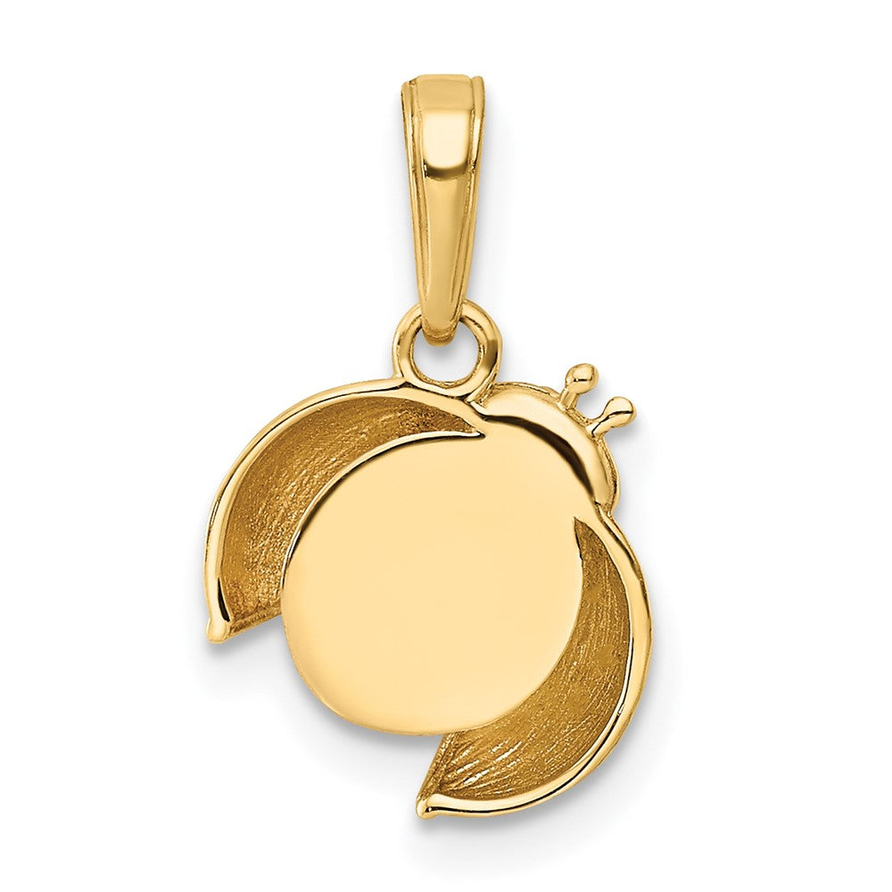 14k Yellow & Rhodium Gold w/White and Rose Rhodium Diamond-cut Ladybug Pendant