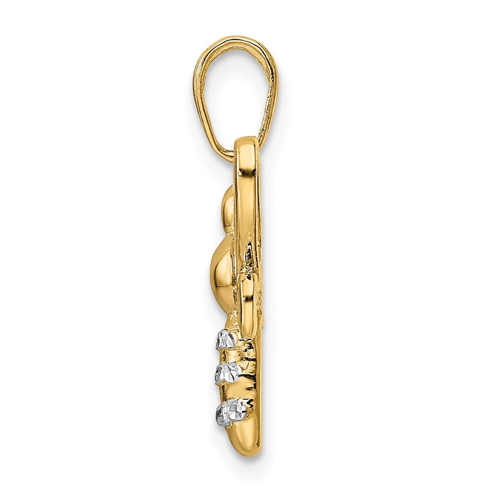 14k Yellow & Rhodium Gold and White Rhodium Diamond-cut Bumblebee Pendant