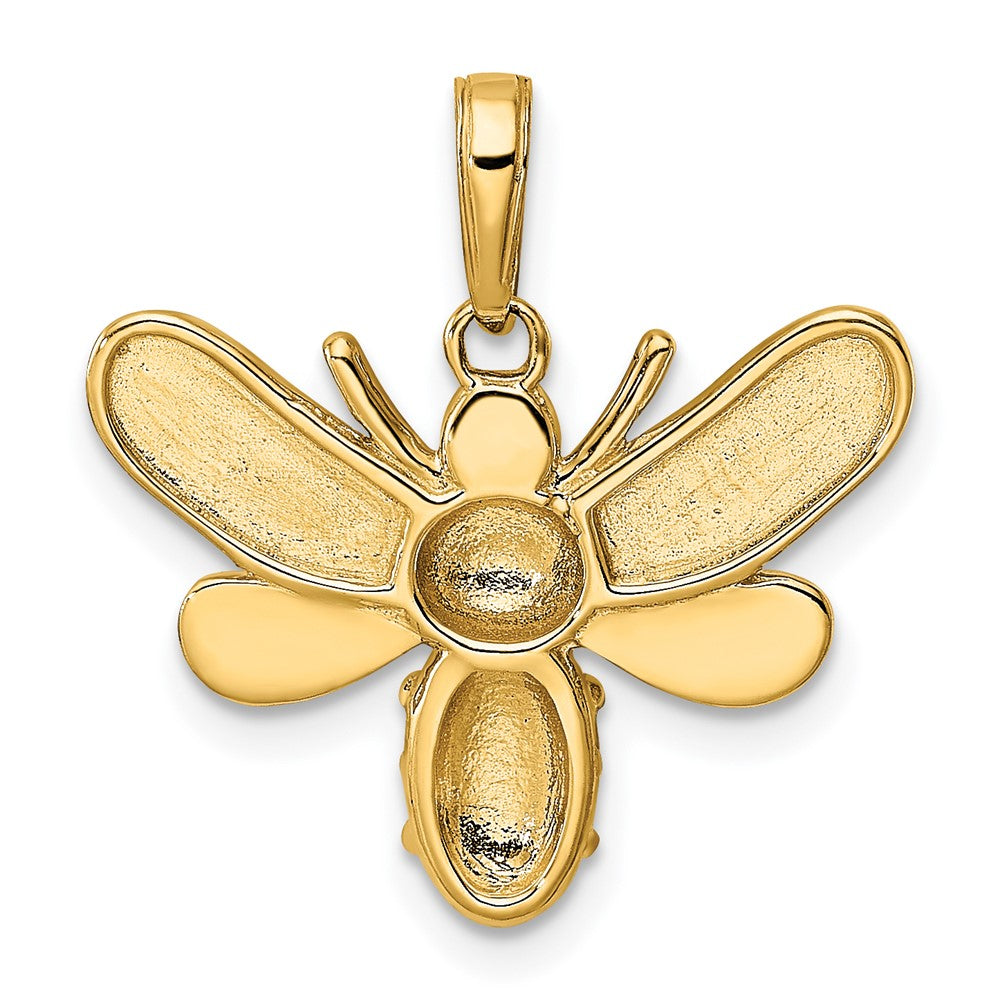 14k Yellow & Rhodium Gold and White Rhodium Diamond-cut Bumblebee Pendant