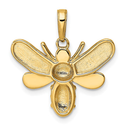 14k Yellow & Rhodium Gold and White Rhodium Diamond-cut Bumblebee Pendant