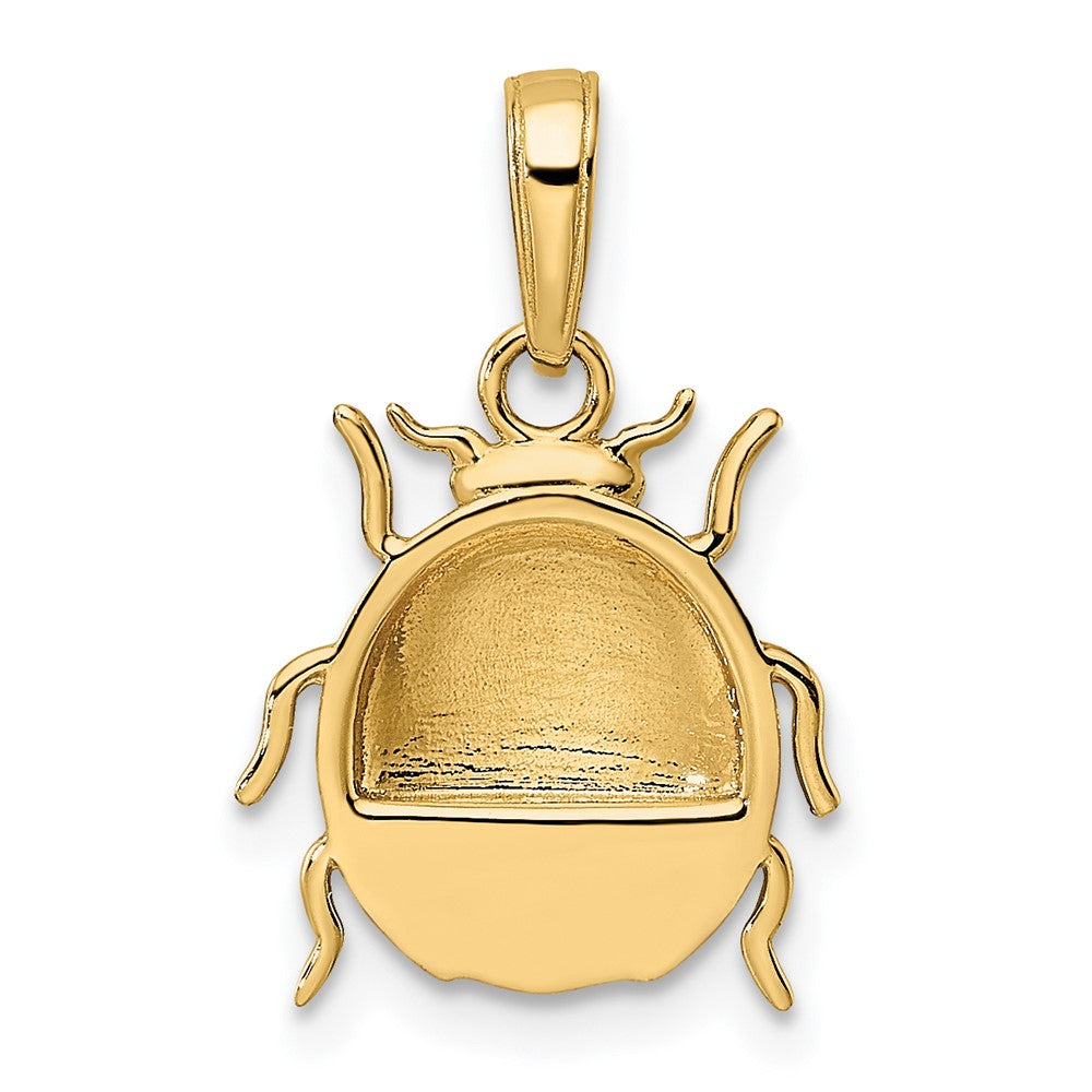 14k Yellow & Rhodium Gold w/White and Rose Rhodium Diamond-cut Ladybug Pendant
