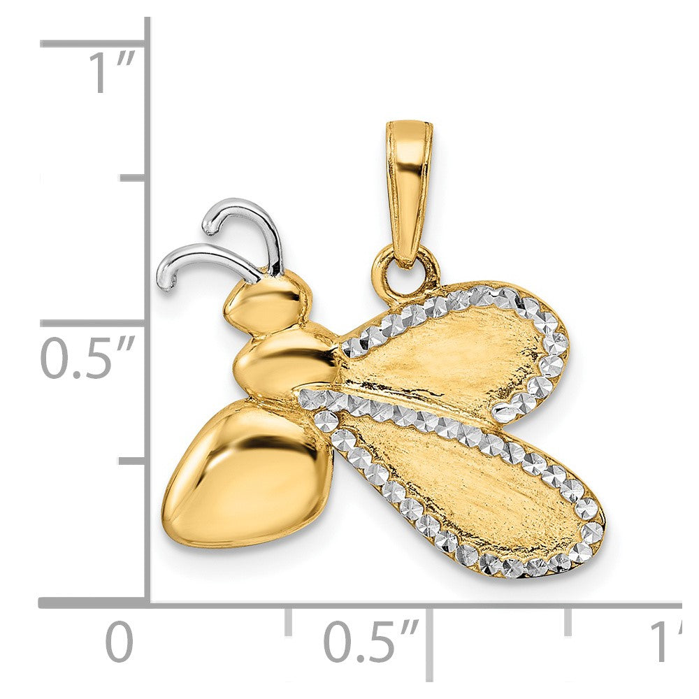 14k Yellow & Rhodium Gold w/White Rhodium Diamond-cut Bumblebee Pendant