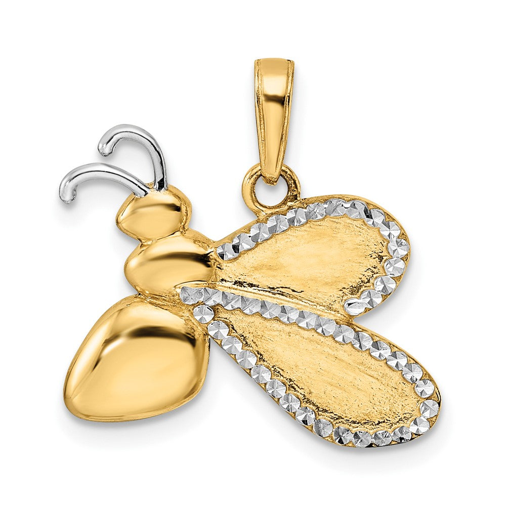 14k Yellow & Rhodium Gold w/White Rhodium Diamond-cut Bumblebee Pendant
