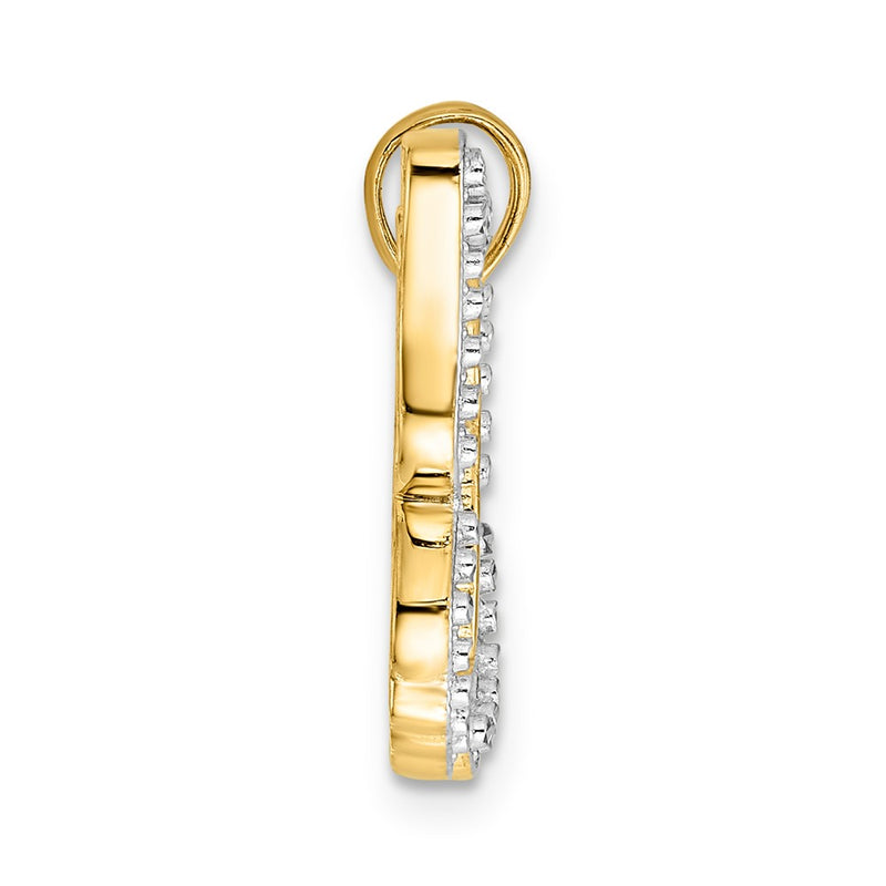 14k Yellow & Rhodium Gold and White Rhodium Diamond-cut Butterfly Pendant