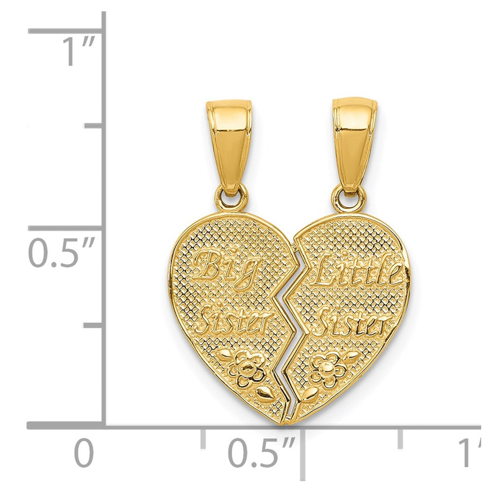 14k Yellow Gold BIG SISTER-LITTLE SISTER Break-apart Charm