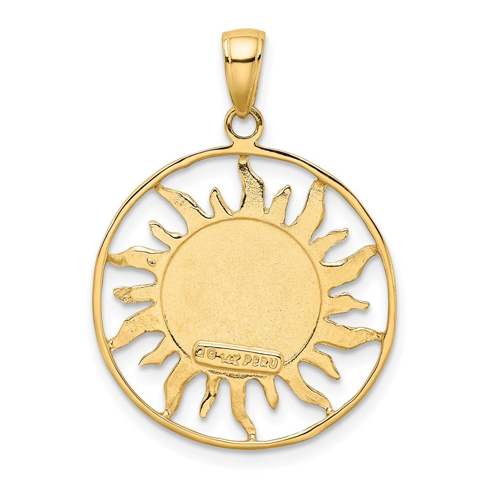 14k Yellow Gold Diamond-cut Sun with Moon and Stars Charm